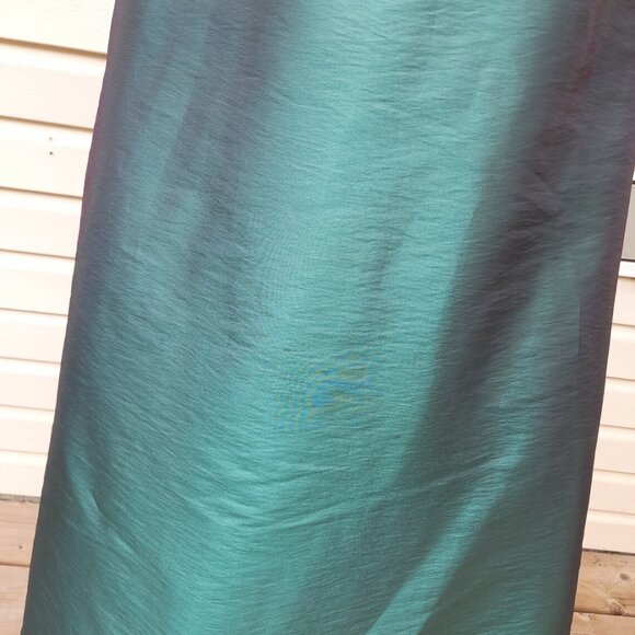 Vintage Formal Satin Dress Shimmer Green Prom Wedding 36B 31W - Picture 4 of 12